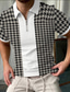 voordelige 3D-ritspolo-Voor heren POLO Shirt Polo met rits Golfshirt Rits Sport Modieus Casual Zomer Korte mouw Zwart Pied-de-poule 3D-afdrukken Strijkijzer Rits Casual Dagelijks Vetoketju Afdrukken Kleding Kleding Sport