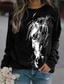 cheap Animals Tops-Women&#039;s Sweatshirt Pullover Horse Daily Sports Print Active Streetwear Round Neck Long Sleeve Without Lining Micro-elastic Fall &amp; Winter Comfrt Breathable Soft Fabric