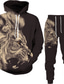 tanie Zestawy bluz męskich-unisex dwuczęściowy tygrys bestia 3d spodnie z kapturem na co dzień sportowy garnitur 5 2xl