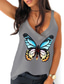 cheap Tank Tops &amp; Camis-Womens Tank Tops for Summer V Neck Strap Butterfly Prin Casual Loose Tops Sleeveless Vest