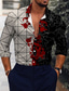 billige Skjorter med tryk til mænd-Herre Skjorte Trykt mønster Blomstret Grafisk Aftæpning Daglig Ferie 3D-udskrivning Knap ned Langærmet Toppe Designer Afslappet Mode Årgang Sort