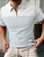 voordelige 3D-ritspolo-Voor heren POLO Shirt Polo met rits Golfshirt Rits Sport Modieus Casual Zomer Korte mouw Licht Blauw Kleurenblok 3D-afdrukken Strijkijzer Rits Casual Dagelijks Vetoketju Afdrukken Kleding Kleding
