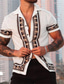 billiga Skjortor med tryck för män-Herr Skjorta Hawaii skjorta Blommig Aloha Nedvikt Vit&amp;Blå Vit Purpur Utomhus Gata Kortärmad Mönster Button-Down Kläder Vintage Designer Ledigt Andningsfunktion