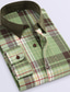 billige Fritidsskjorter-herreskjorte andre trykk rutete gitter firkantet hals uformelle daglige skjorter med krage lange armer designer blå rosa lysegrønne arbeidsskjorter