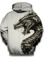 cheap Graphic Hoodies-Men&#039;s Hoodie Sweatshirt Print Designer Casual Big and Tall Graphic Dragon Graphic Prints Gray Print Hooded Daily Sports Long Sleeve Clothing Clothes Regular Fit