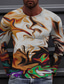 abordables Camisetas 3D de hombre-Hombre Camiseta Tee Design Moda Cómodo Manga Larga Naranja Graphic Print Escote Redondo Casual Diario Estampado ropa Design Moda Cómodo