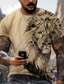 cheap Men&#039;s Graphic Tshirt-Men&#039;s T shirt Tee Designer Casual Big and Tall Summer Short Sleeve Black And White Khaki Graphic Lion Print Crew Neck Daily Holiday Print Clothing Clothes Designer Casual Big and Tall