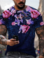 cheap Men&#039;s 3D T-shirts-Men&#039;s T shirt Tee Designer Summer Short Sleeve Floral Graphic Print Crew Neck Daily Holiday Print Clothing Clothes Designer Casual Big and Tall Blue