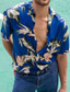 billiga Tropiska skjortor-Herr Hawaii skjorta Skjorta Andra tryck Blommig Nedvikt Ledigt Dagligen Mönster Kortärmad Blast Designer Ledigt Mode Bekväm Blå / Sommar
