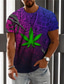 cheap Men&#039;s 3D T-shirts-Men&#039;s T shirt Tee Designer Summer Short Sleeve Graphic Leaves Print Crew Neck Daily Holiday Print Clothing Clothes Designer Casual Big and Tall Purple