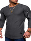 cheap Men&#039;s Casual T-shirts-Men&#039;s T shirt Tee Solid Colored Crew Neck Black Army Green Gray White Plus Size Casual Long Sleeve Zipper Clothing Apparel Cotton Muscle Esencial