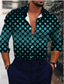 billige Skjorter med tryk til mænd-Herre Skjorte Trykt mønster Prikker Grafisk Hældning Aftæpning Daglig Ferie 3D-udskrivning Knap ned Langærmet Toppe Designer Afslappet Mode Åndbart Blå