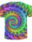 abordables Camisetas 3D de hombre-Camiseta para hombre, camiseta gráfica geométrica con cuello redondo, camisetas de manga corta diarias, camiseta básica con estampado 3d de moda de arcoíris