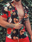 Недорогие Гавайские рубашки-Муж. Рубашка Гавайская рубашка Летняя рубашка Цветочный принт Отложной Черный / Белый Черный Черный / зеленый Другие принты Повседневные Праздники С короткими рукавами С принтом Одежда