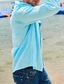 Недорогие мужские повседневные рубашки-мужская рубашка однотонная отложная уличная повседневная рубашка с длинными рукавами на пуговицах повседневная мода дышащая удобная синяя летняя рубашка пляжная