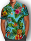 billige Hawaiiskjorts-Herre Skjorte Hawaii skjorte Grafisk Ananas Planter Hawaiisk Aloha Krage Aftæpning Gul Rød Blå Oransje Avslappet Daglig Kortermet Knapp ned Klær Mote Designer Lettvekt Fritid