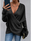 cheap Solid Colors-Women&#039;s Sweater Pullover Jumper Criss Cross Knitted Solid Color Stylish Casual Long Sleeve Regular Fit Sweater Cardigans V Neck Fall Winter Blue Purple Pink / Holiday / Going out