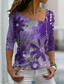 cheap Women&#039;s T-shirts-Women&#039;s T shirt Tee Designer Long Sleeve Floral 3D Print V Neck Casual Daily Print Clothing Clothes Designer Basic Vintage Green Blue Purple