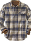 billige Hverdagsskjorter-Herre Flanell skjorte Grafisk Aftæpning Mørkegrøn Marineblå Trykt mønster Gade Daglig Langærmet Knap ned Tøj Mode Afslappet Bekvem