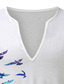 abordables Chemises imprimées pour hommes-Chemise Homme Print Graphic Oiseau Plume Col V Imprimer Manches Longues Blanche Plein Air Casual du quotidien Standard Mélange de Coton Design Casual Mode / Eté