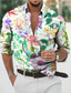 abordables Camisas estampadas para hombre-Hombre Camisa camisa hawaiana Graphic Floral Hawaiian Aloha Diseño Cuello Vuelto Negro / Blanco Rojo Azul Piscina Morado Verde Trébol Print Diario Festivos Manga Larga Impresión 3D Abotonar Ropa Moda