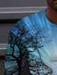 abordables Tee shirts 3D pour homme-Homme T shirt Tee Tee Design Mode Confortable Manches Longues Bleu Graphic Print Col Rond Casual du quotidien Imprimer Vêtements Design Mode Confortable