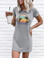 Χαμηλού Κόστους T-Shirt Φορέματα-Γυναικεία Φόρεμα ριχτό Μίνι φόρεμα Θαλασσί Λευκό Μαύρο Κοντομάνικο Στάμπα Γράμμα Στάμπα Άνοιξη Καλοκαίρι Στρογγυλή Ψηλή Λαιμόκοψη Καθημερινό Κλασσικό 2022 Τ M L XL XXL