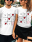 abordables Camisetas de mujer-Mujer Tops a juego Camiseta Design Estampado en caliente Graphic Corazón Diseño Manga Corta Escote Redondo Casual San Valentín Estampado ropa Design Básico Blanco Negro