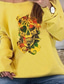 cheap Women&#039;s T-shirts-Women&#039;s T shirt Tee White Yellow Red Rainbow Skull Print Long Sleeve Halloween Casual Basic Halloween Round Neck S