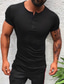 cheap Men&#039;s Henley Shirts-Men&#039;s Henley Shirt T shirt Tee Summer Short Sleeve Solid Color Henley Casual Daily Clothing Clothes Lightweight 1950s Casual White Black Gray