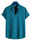 billiga fritidsskjortor för män-herrskjorta enfärgad stativ krage street casual button-down kortärmade toppar casual mode andas bekväma blå vit svarta sommarskjortor
