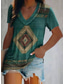 economico T-Shirt da donna-Per donna maglietta Originale Manica corta Fantasia geometrica Oceano Stampa 3D A V Informale Per eventi Stampa Abbigliamento Abbigliamento Originale Essenziale Etnico Verde Blu Verde chiaro