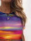 Χαμηλού Κόστους Γυναικεία T-Shirts-Γυναικεία Μπλουζάκι Υψηλής Ποιότητας 3D εκτύπωση Γραφική Τοπίο 3D ωκεανός Σχέδιο Κοντομάνικο Στρογγυλή Λαιμόκοψη Causal Καθημερινά Στάμπα Ρούχα Ρούχα Υψηλής Ποιότητας Βασικό Βυσσινί