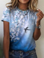 cheap Women&#039;s T-shirts-Women&#039;s T shirt Tee Designer 3D Print Floral Graphic Bird Design Short Sleeve Round Neck Casual Holiday Print Clothing Clothes Designer Basic Green Blue Pink