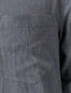 abordables camisas casuales de los hombres-Hombre Camisa camisa de lino Camisa de verano Camisa de playa Negro Marrón Verde Trébol Manga Larga Color sólido Cuello Vuelto Primavera &amp; Otoño Exterior Calle Ropa Abotonar