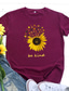 cheap Women&#039;s T-shirts-yssgtt be kind sunflower t-shirt women cute funny graphic tee teen girls casual short sleeve shirt tops grey