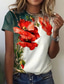 cheap Women&#039;s T-shirts-Women&#039;s T shirt Tee Designer 3D Print Floral Graphic Design Short Sleeve Round Neck Casual Holiday Print Clothing Clothes Designer Basic Vintage White