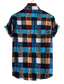abordables chemises décontractées pour hommes-chemise homme plaid turndown street casual boutonné imprimé manches courtes tops mode décontractée respirant confortable vert bleu rouge chemises d&#039;été chemises d&#039;été hawaïennes