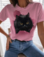 billige T-skjorter til kvinner-Dame T skjorte Designer 3D-utskrift Katt Grafisk 3D Design Kortermet Rund hals Avslappet Trykt mønster Klær Klær Designer Grunnleggende Grønn Blå Lilla