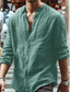 billige mænds fritidsskjorter-herreskjorte ensfarvet henley street dagligt button-down langærmede toppe afslappet mode behagelig grøn blå grå sommerskjorter