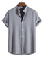 baratos camisas masculinas casuais-Camisa masculina cor sólida gola rua casual botão para baixo manga curta tops moda casual respirável confortável azul branco preto camisas de verão