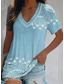 お買い得  レディースＴシャツ-女性用 Tシャツ デザイナー 半袖 幾何学模様 海洋 3Dプリント Ｖネック カジュアル 祝日 プリント 服装 デザイナー ベーシック エスニック グリーン ブルー ライトグリーン