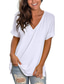olcso Női pólók-Női Hétköznapi Napi Hétvége Póló Sima Rövid ujjú V-alakú Alap Felsők Lóhere Fehér Fekete S