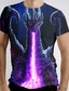 abordables Camisetas 3D de hombre-Hombre Camiseta Camisa Design Verano Graphic Fuego Animal Manga Corta Escote Redondo Diario Estampado ropa Design Básico Azul Real