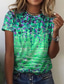 billige T-shirts til kvinde-Dame T-shirt Designer 3D-udskrivning Blomstret Grafisk Design Kortærmet Rund hals Afslappet Ferie Trykt mønster Tøj Tøj Designer Basale Grøn Blå Lyserød