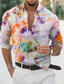voordelige Overhemden met print voor heren-Voor heren Overhemd Grafisch Tie Dye Opstaand Regenboog Print Buiten Casual 3D-afdrukken Button-omlaag Kleding Modieus Ontwerper Casual Comfortabel / Lange mouw
