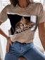 tanie T-shirty damskie-Damskie Podkoszulek Designerskie Druk 3D Kot Graficzny 3D Wzór Krótki rękaw Okrągły dekolt Codzienny Nadruk Odzież Odzież Designerskie Podstawowy Zielony Niebieski Szary