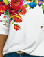 billige T-skjorter til kvinner-Dame T skjorte Designer Langermet Blomstret Grafisk 3D-utskrift V-hals Avslappet Daglig Trykt mønster Klær Klær Designer Grunnleggende Elegant Hvit