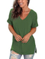 Недорогие Женские футболки-Жен. Повседневные выходные Футболка Полотняное плетение С короткими рукавами V-образный вырез Классический Верхушки Зеленый Белый Черный S