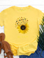 tanie T-shirty damskie-yssgtt be kind sunflower t-shirt damski śliczny zabawny graficzny tee nastolatki dziewczęce na co dzień koszula z krótkim rękawem topy szare
